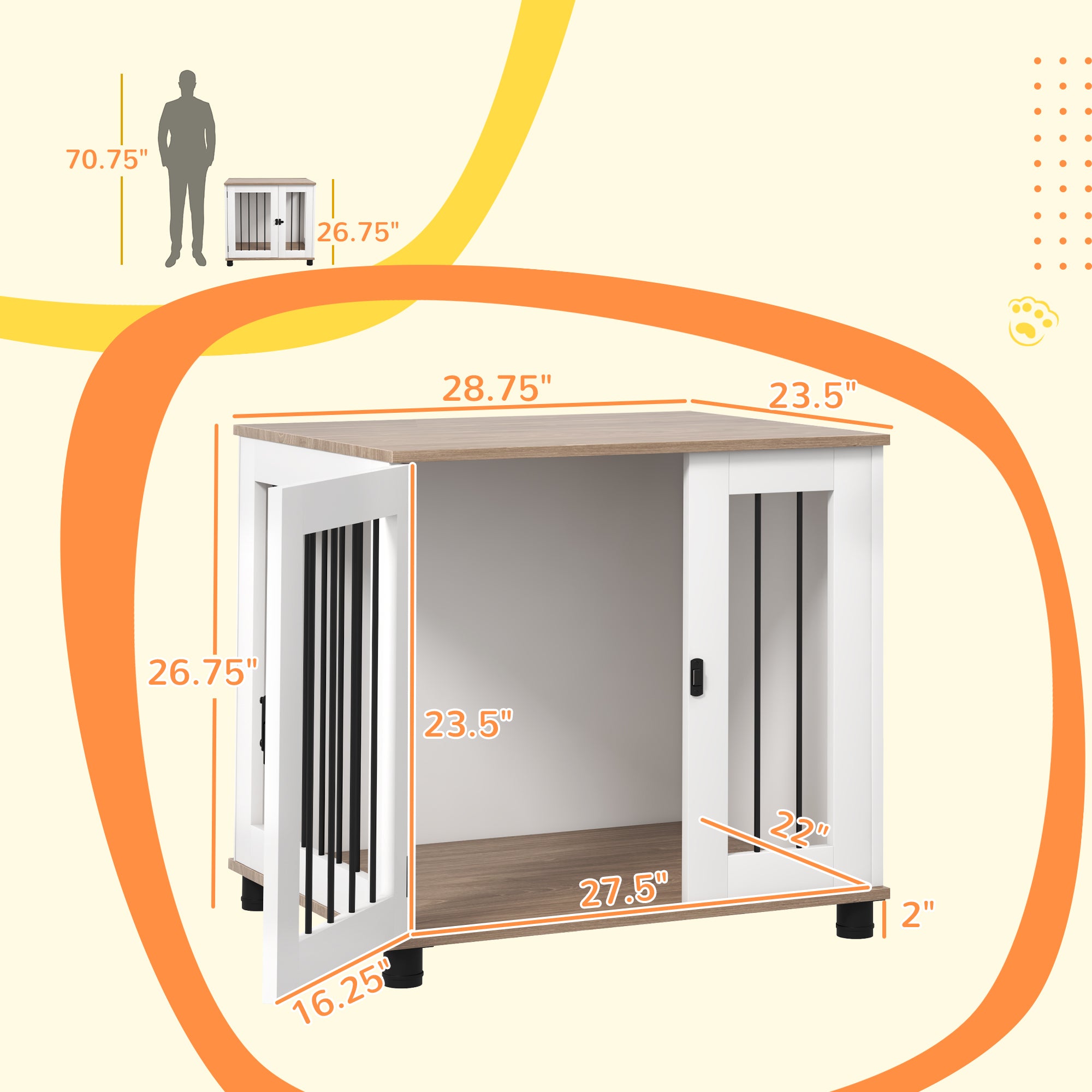 Dog Kennel Furniture Side End Table Indoor with Lockable Door