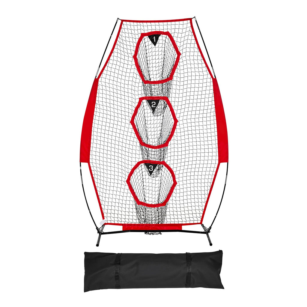 8 X 4 Inch Football Trainer Throwing Net, Training Throwing Target Practice Net With 5 Target Pockets, Knotless Net Includes Straps And Portable Carry Case, Improve QB Throwing Accuracy, Red