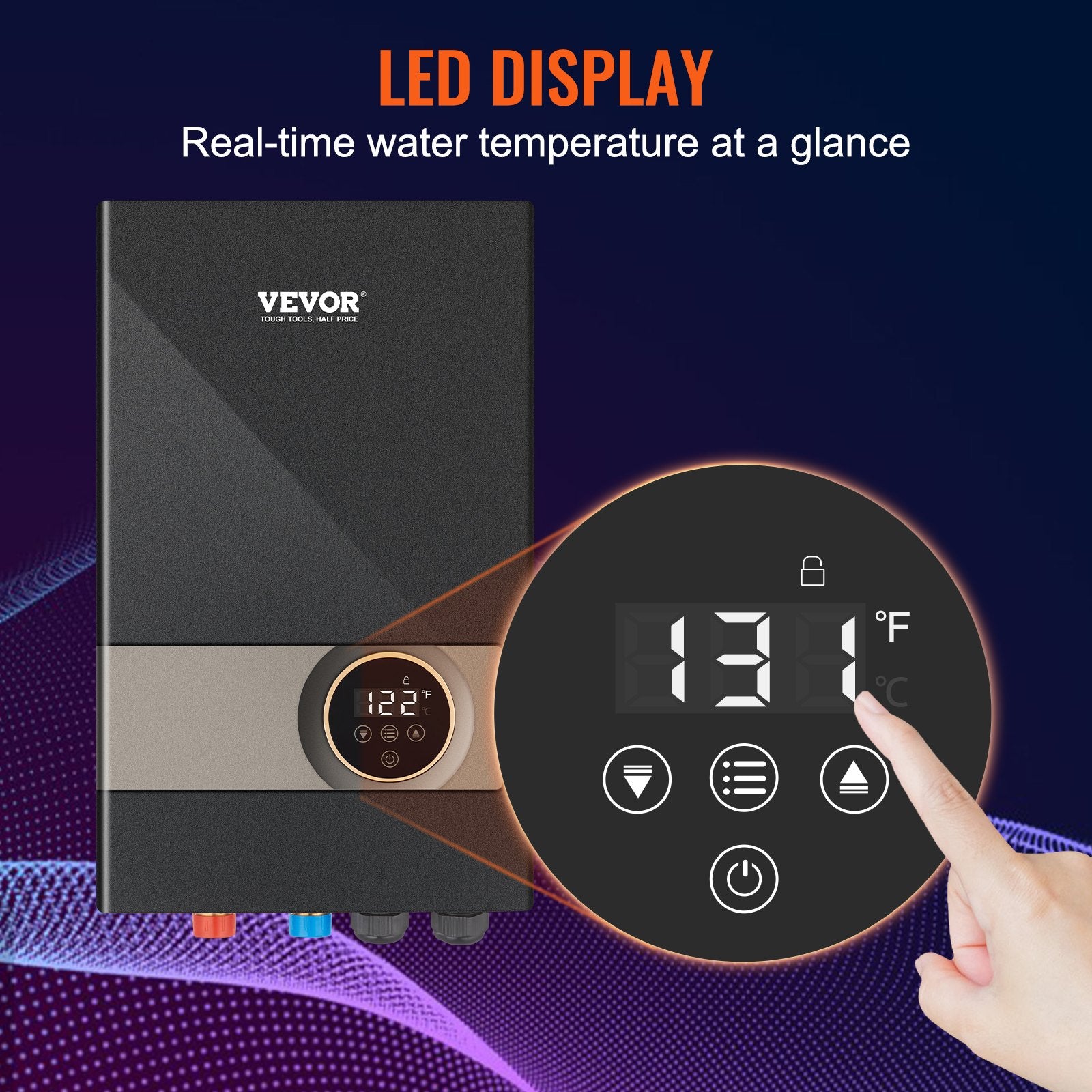 Instant Water Heater, 18kw Electric Tankless Water Boiler, Digital Temperature Display & Easy Installation & 24-Hour Water Supply, For Kitchen Bathroom Shower Mall Salon Shampoo ETL Listed