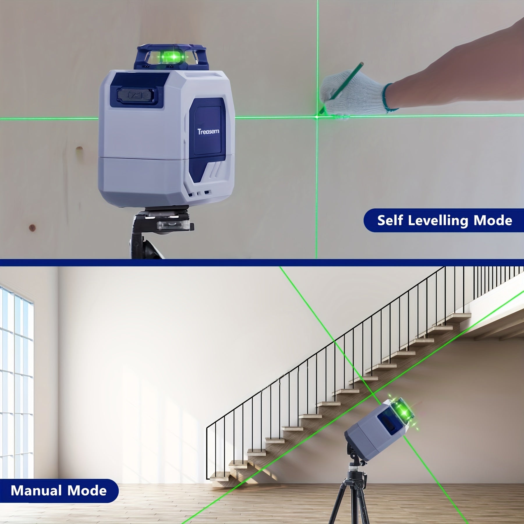 Laser Level, Self-leveling Laser, Rechargeable Measurement Tool With Type-C Charging Port For Building Construction, Hanging Pictures, Calibration, Tiling