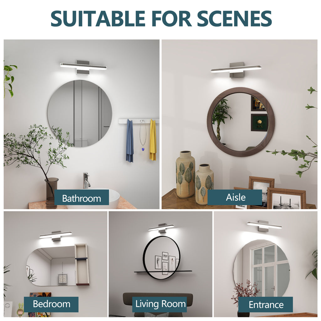 LED Bathroom Vanity Light Bar Dimmable Bathroom Light Fixtures Modern Over Mirror Lighting Fixture 16Inch BathWall LIght 8W Wall Sconce Lighting For Bathrooms Bedroom Living Room Indoor 6000K