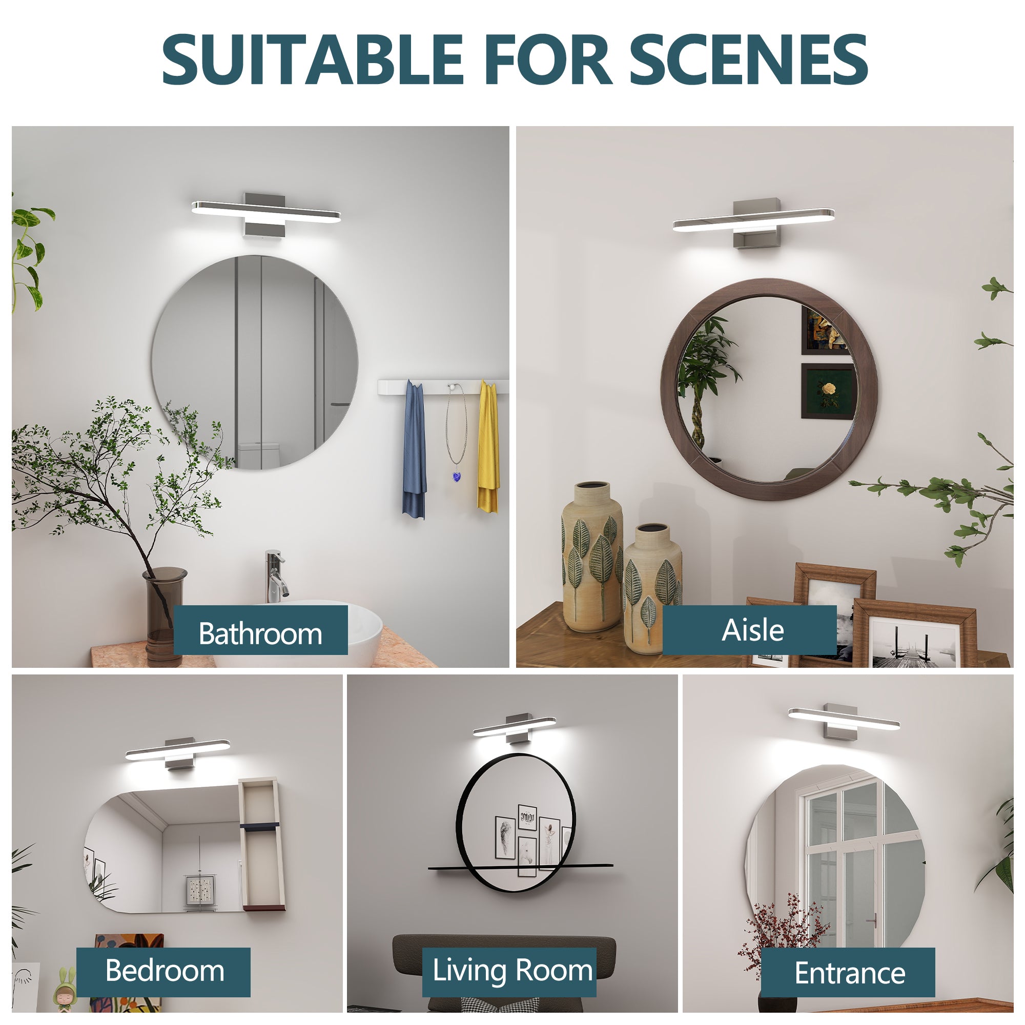 LED Bathroom Vanity Light Bar Dimmable Bathroom Light Fixtures Modern Over Mirror Lighting Fixture 16Inch BathWall LIght 8W Wall Sconce Lighting For Bathrooms Bedroom Living Room Indoor 6000K