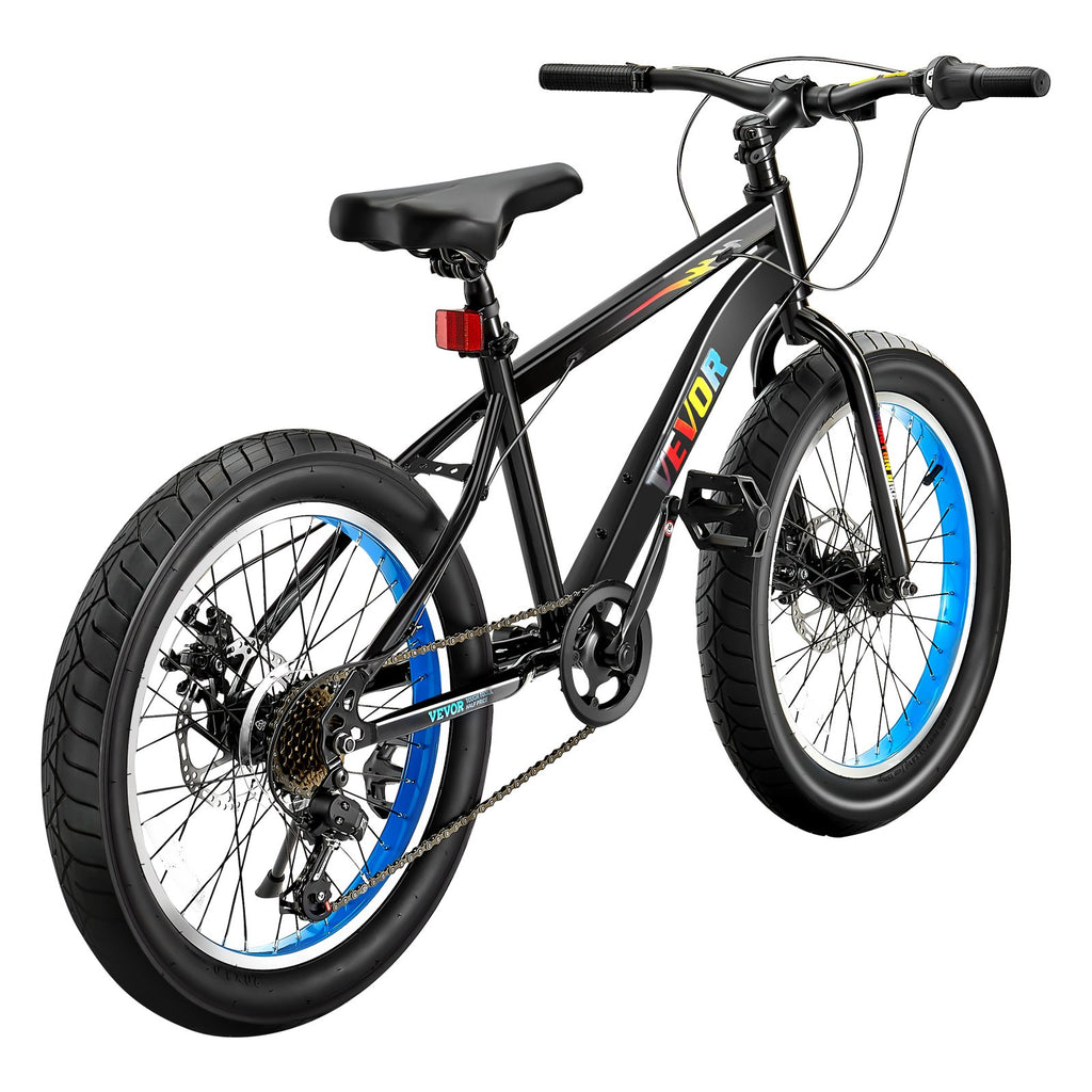 VEVOR Mountain Bike, 20 Inch MTB Bicycle With 7 Speeds SHIMANO Twist Shifting, Comfort Saddle, Dual Disc Brakes, High Carbon Steel Frame, Fat Tire Sport Cycling Bicycle For Trail Snow