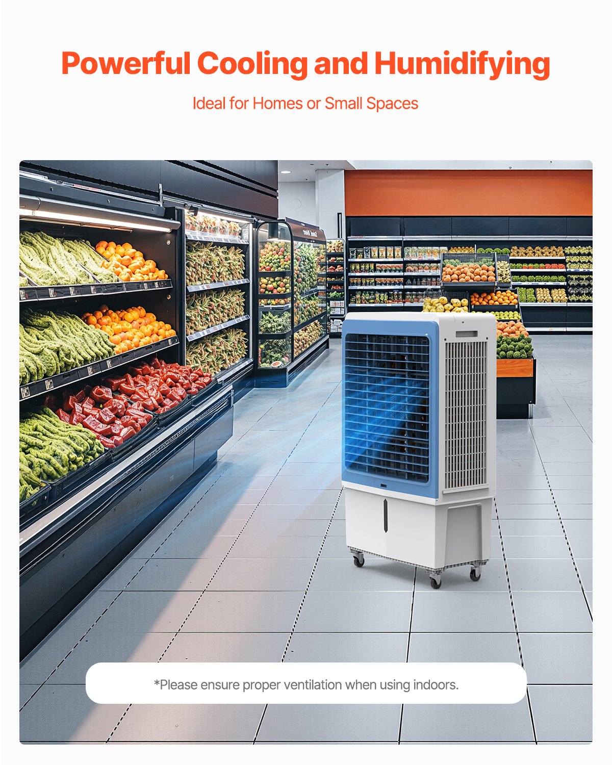 Evaporative Air Cooler 4129 CFM With 12.7 Gal Water Tank Portable Swamp Cooler