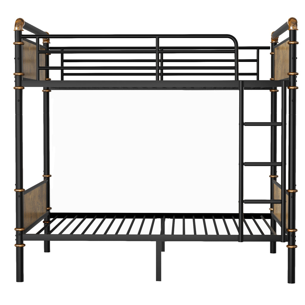 Double Bed Plus Double Bed Plus Metal Bunk Bed, Industrial Grade Detachable Bunk Bed With Safety Railing, Suitable For Teenagers, Black, Prohibited Platform Temu