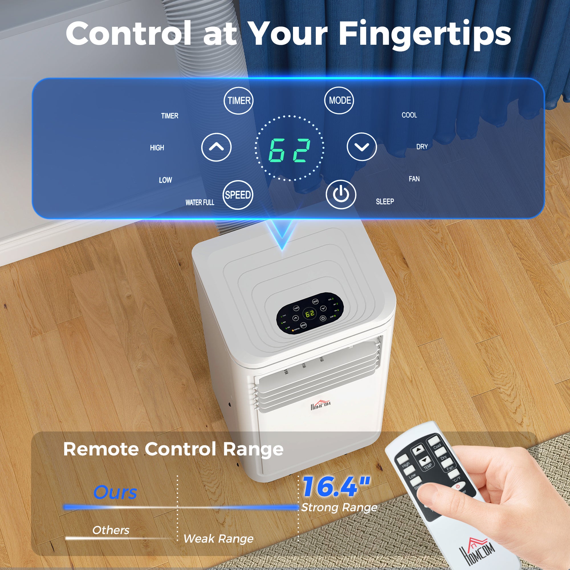 8,000 BTU Portable AC Unit for Apartment , Compact, Movable & Evaporative Cooler for Small Spaces, White