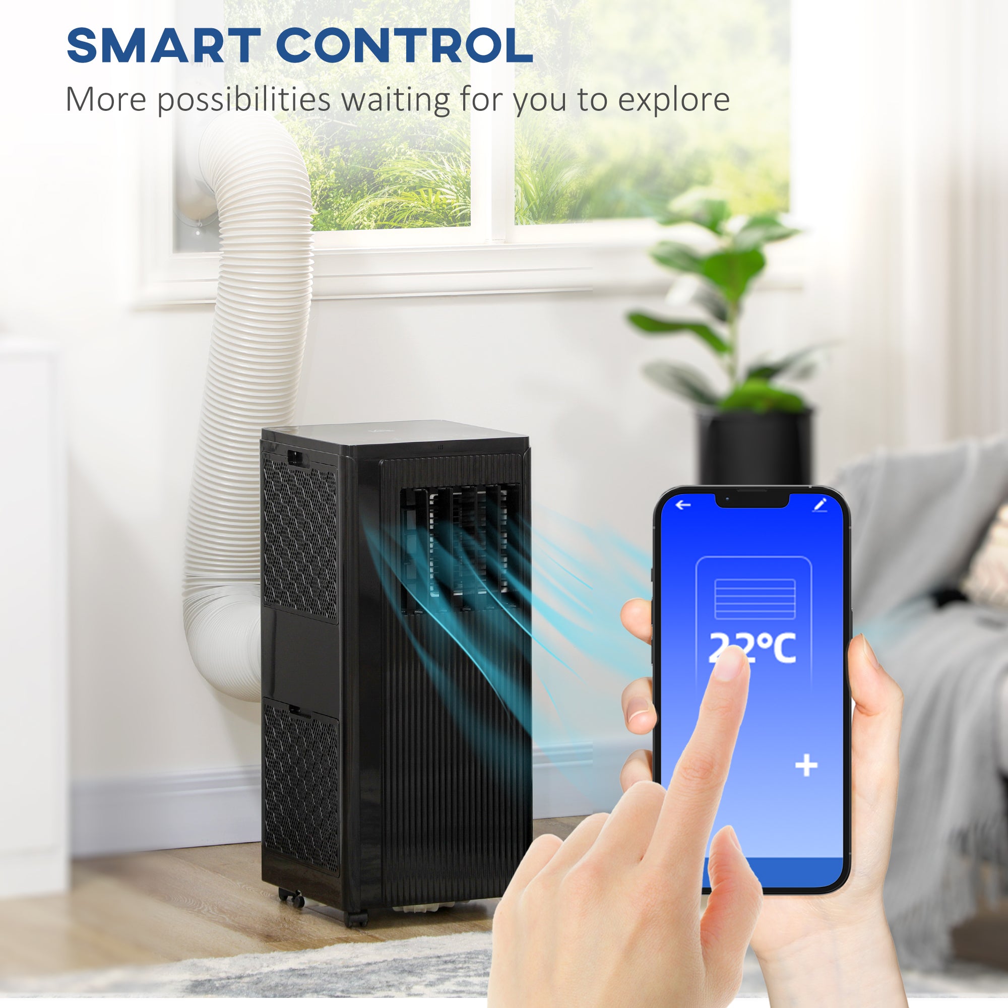 8000 BTU Smart WiFi Enabled Portable Air Conditioner for Rooms Up to 215 Sq. Ft.