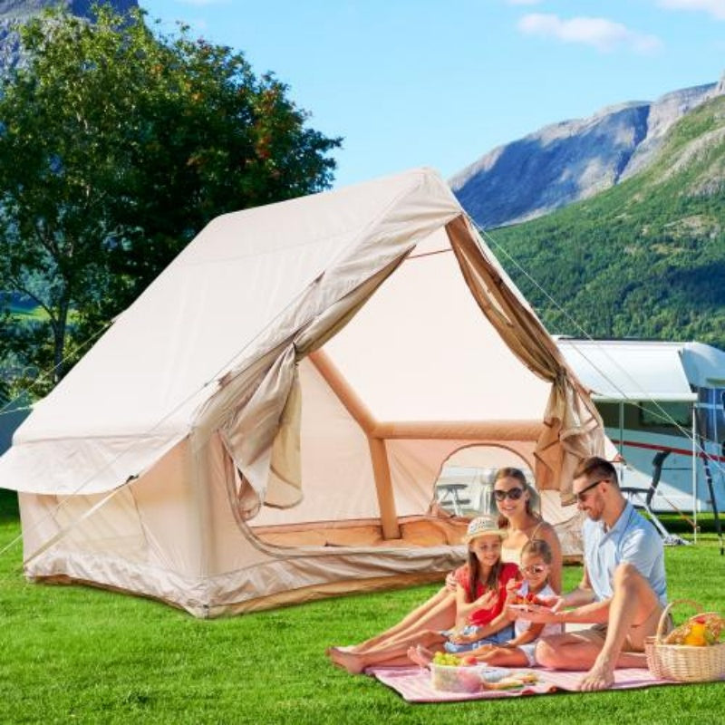 Inflatable Luxury Camping Tent With Pump, Can Accommodate 4 To 6 People, Easy To Set Up, Waterproof And Outdoor For All Seasons, 12 Mesh Windows