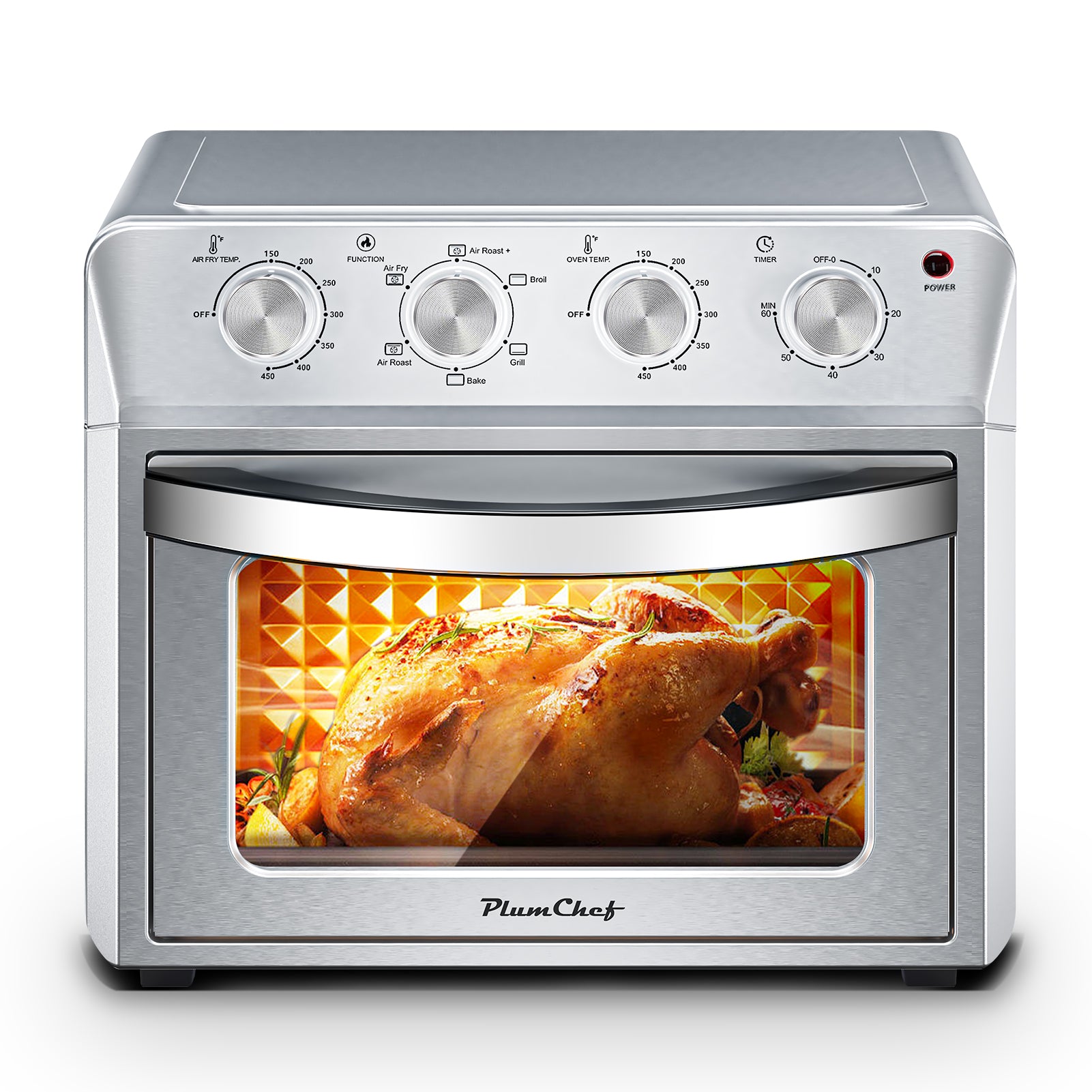27.5QT 6-in-1 Air Fryer Toaster Oven, 6-Slice, Countertop Convection Oven, Air Frying, Baking, Roasting, Broiling & Grilling, 1600W, Sliver