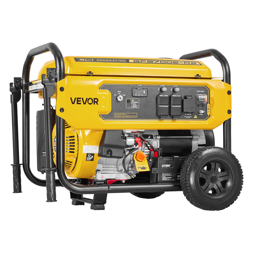 Portable Generator, 9625W Peak Watt Home Generator, Backup Generators For Home With Foldable Handle, Electric Start, Gas Powered, CO Sensor, RV & Emergency Ready 30A & 20A Outlets, AVR