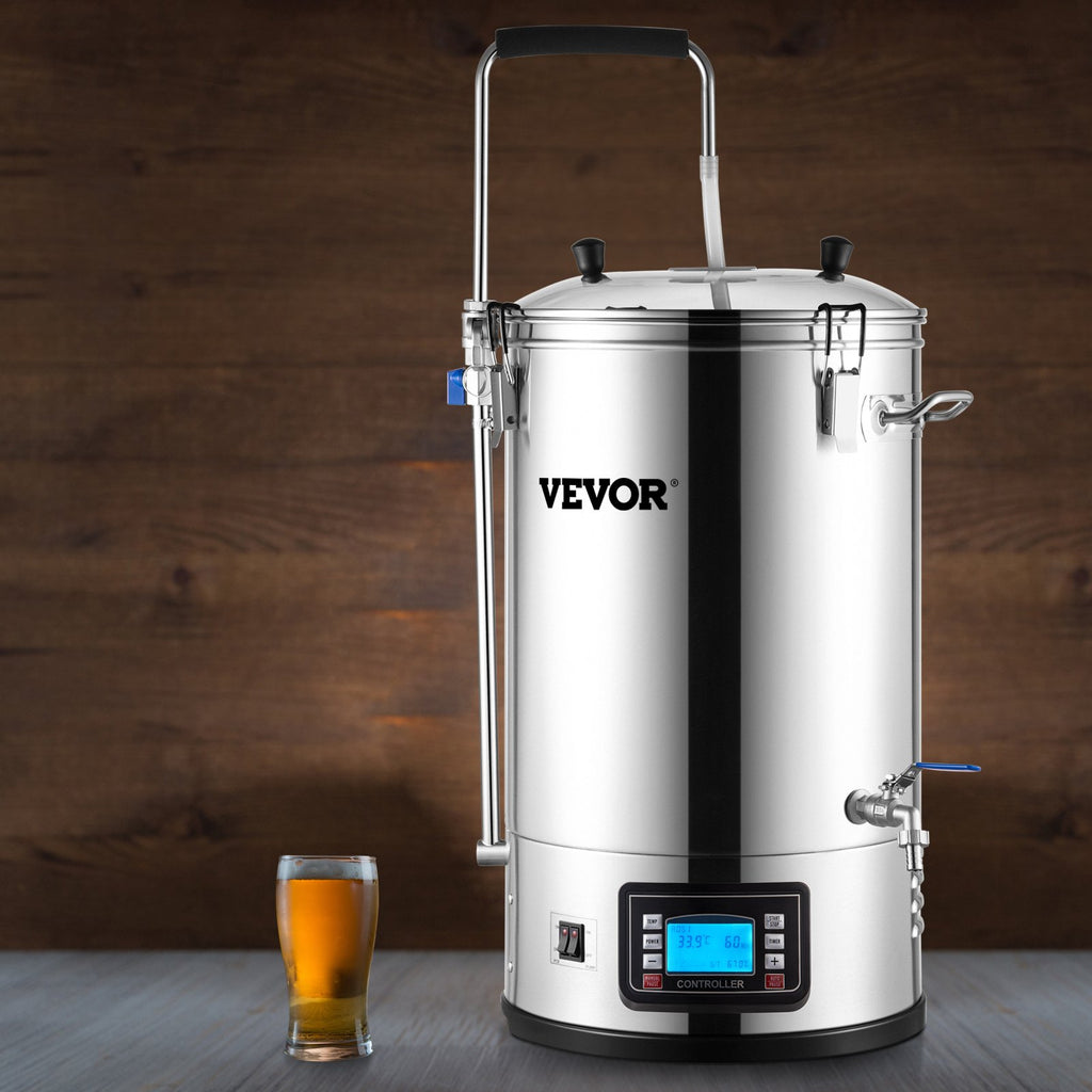 Electric Brewing System, 9.2 Gal/35 L Brewing Pot, All-in-One Home Beer Brewer W/Pump, Mash Boil Device W/Panel, Auto/Manual Mode 100-1800W Power 25-100℃ Temp 1-180 Min Timer Recipe Memory