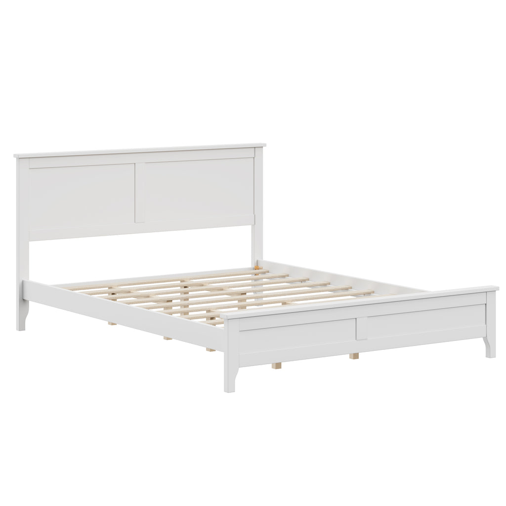 Modern White Solid Wood Queen Platform Bed
