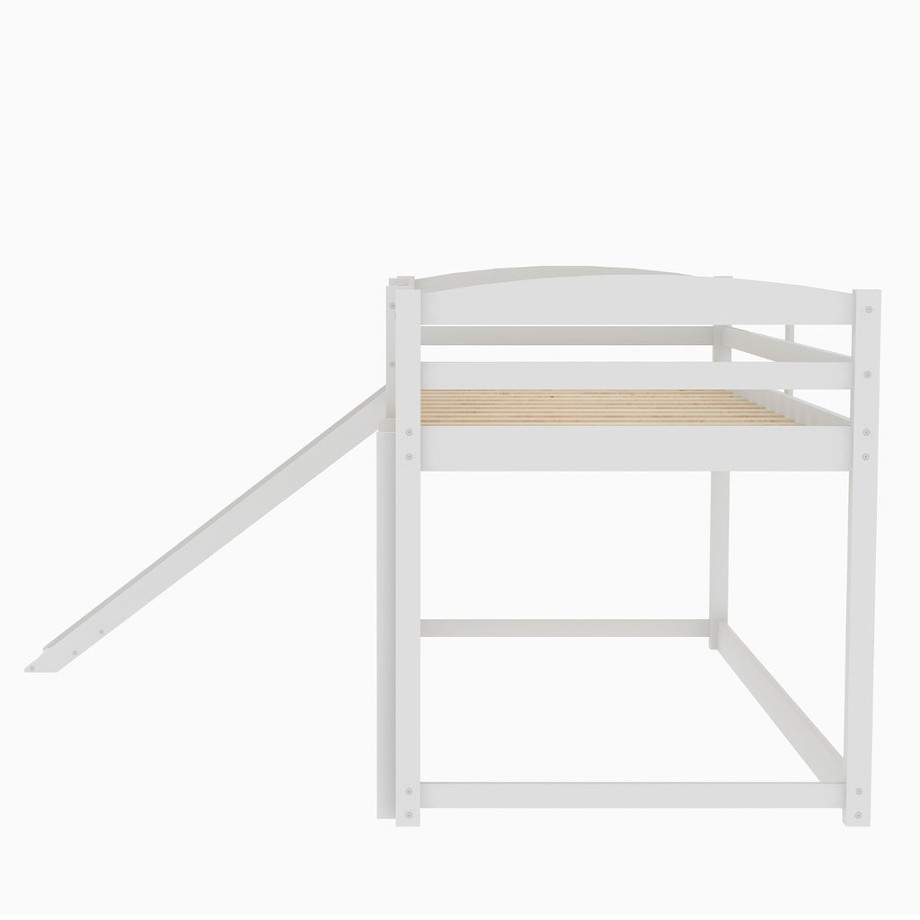 Twin Bunk Bed With Convertible Slide & Ladder, White