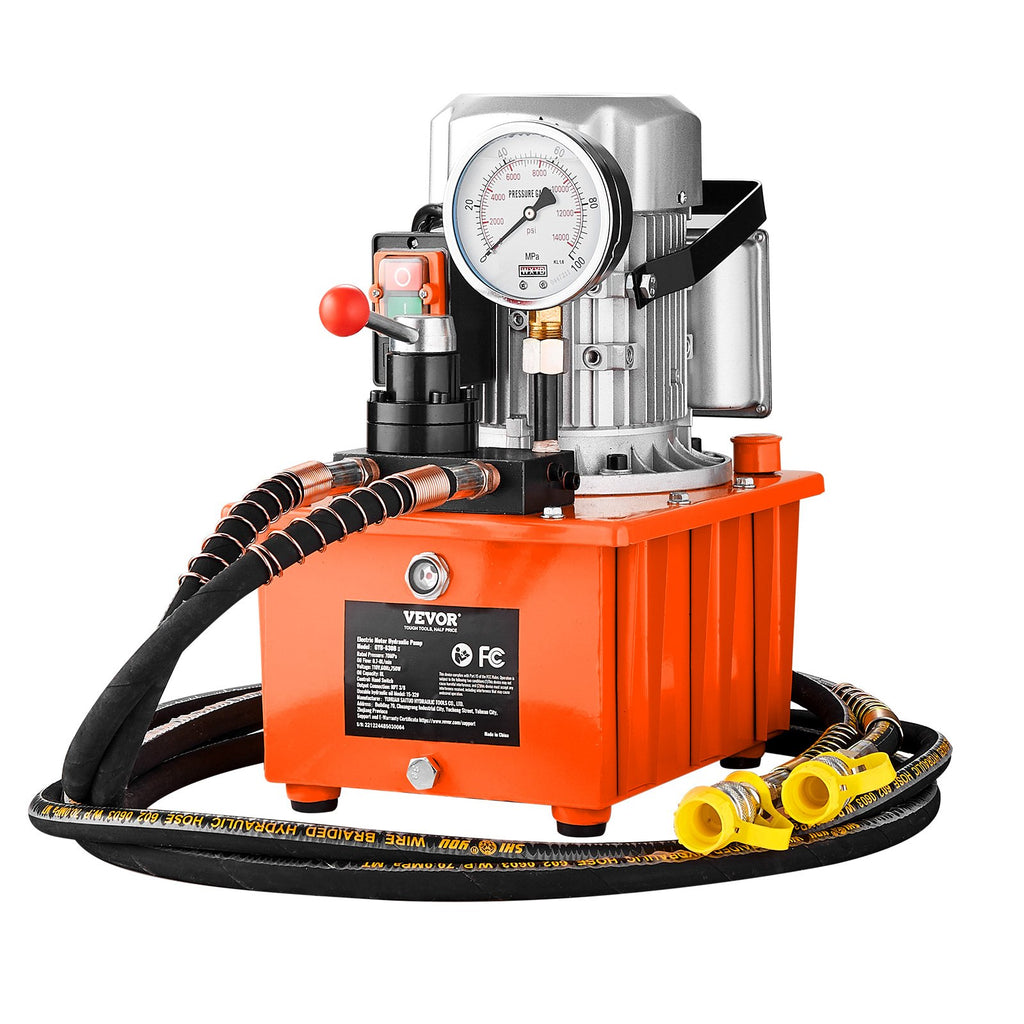 Electric Hydraulic Pump, 10000 PSI 750W 110V, 488 In³/8L Capacity, Double Acting Manual Valve, Electric Driven Hydraulic Pump Power Pack Unit With Lever Switch For Punching/Bending/Jack Machines