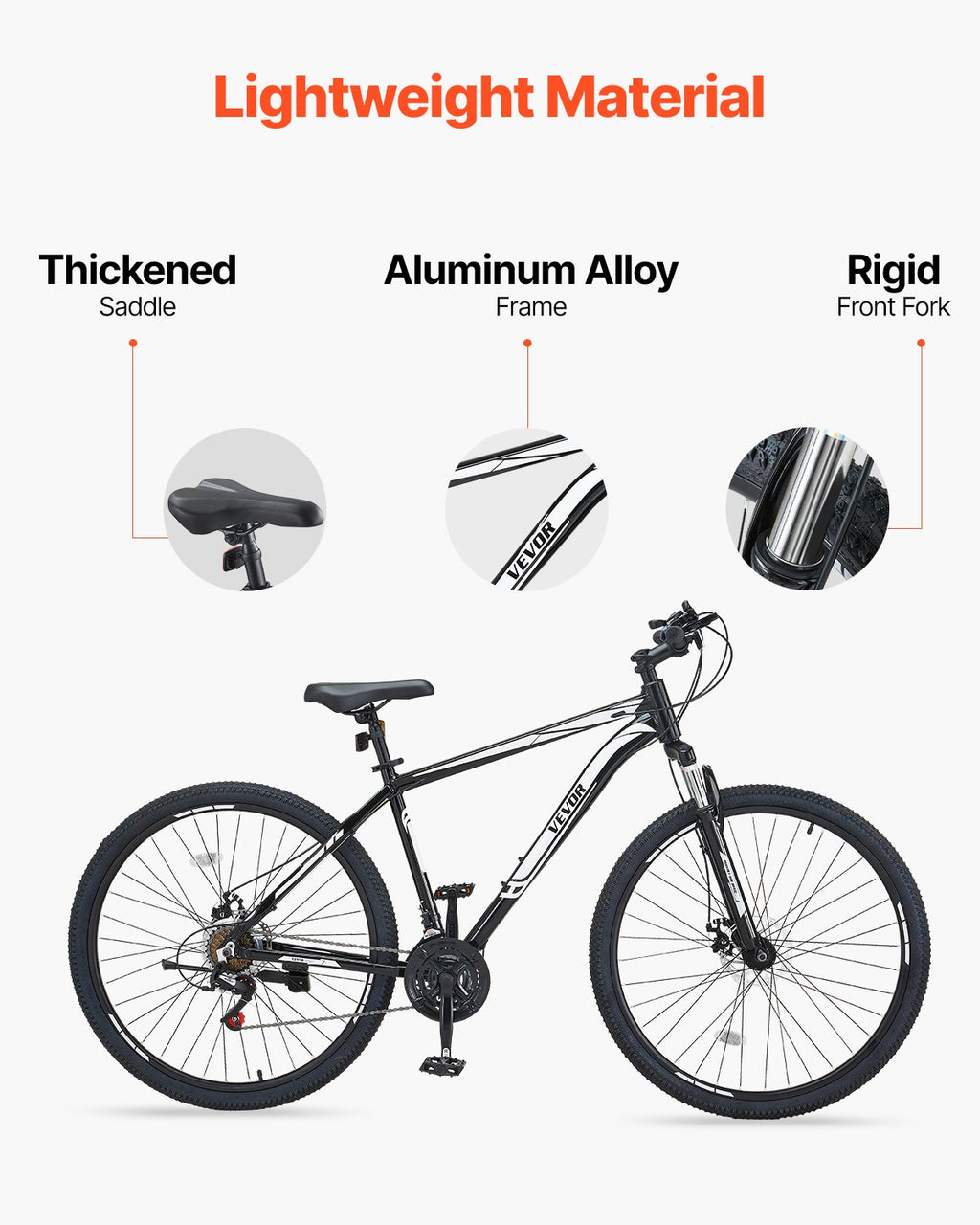 VEVOR Mountain Bike  29 Inch MTB Bicycle With Front Suspension 21 Speeds SHIMANO Twist Shiftin, Comfort Saddle, Dual Disc Brakes  Aluminum Alloy Frame, Adult Sport Cycling Bicycle For Men