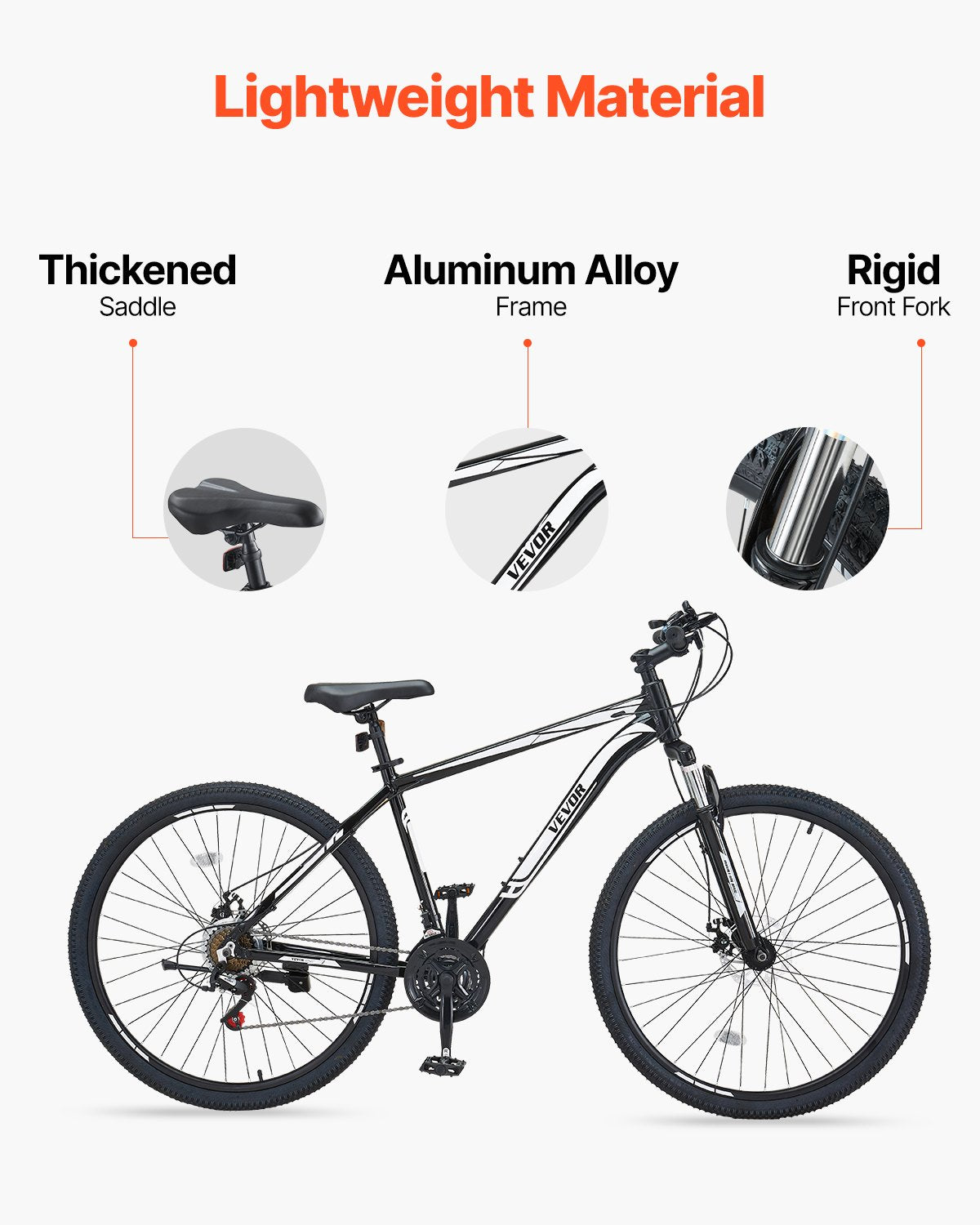 VEVOR Mountain Bike  29 Inch MTB Bicycle With Front Suspension 21 Speeds SHIMANO Twist Shiftin, Comfort Saddle, Dual Disc Brakes  Aluminum Alloy Frame, Adult Sport Cycling Bicycle For Men