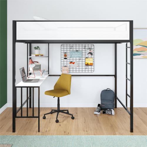 Axel Full Loft Bed With Desk & Shelves