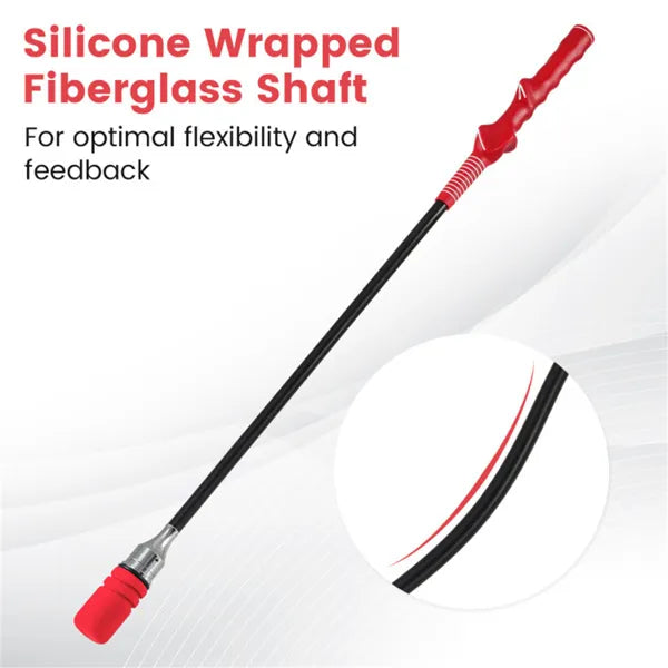 Portable Fiberglass Golf Swing Stick, Improve Grip & Shot Accuracy Golf Warm-Up Tool For Beginners & Pros-Red