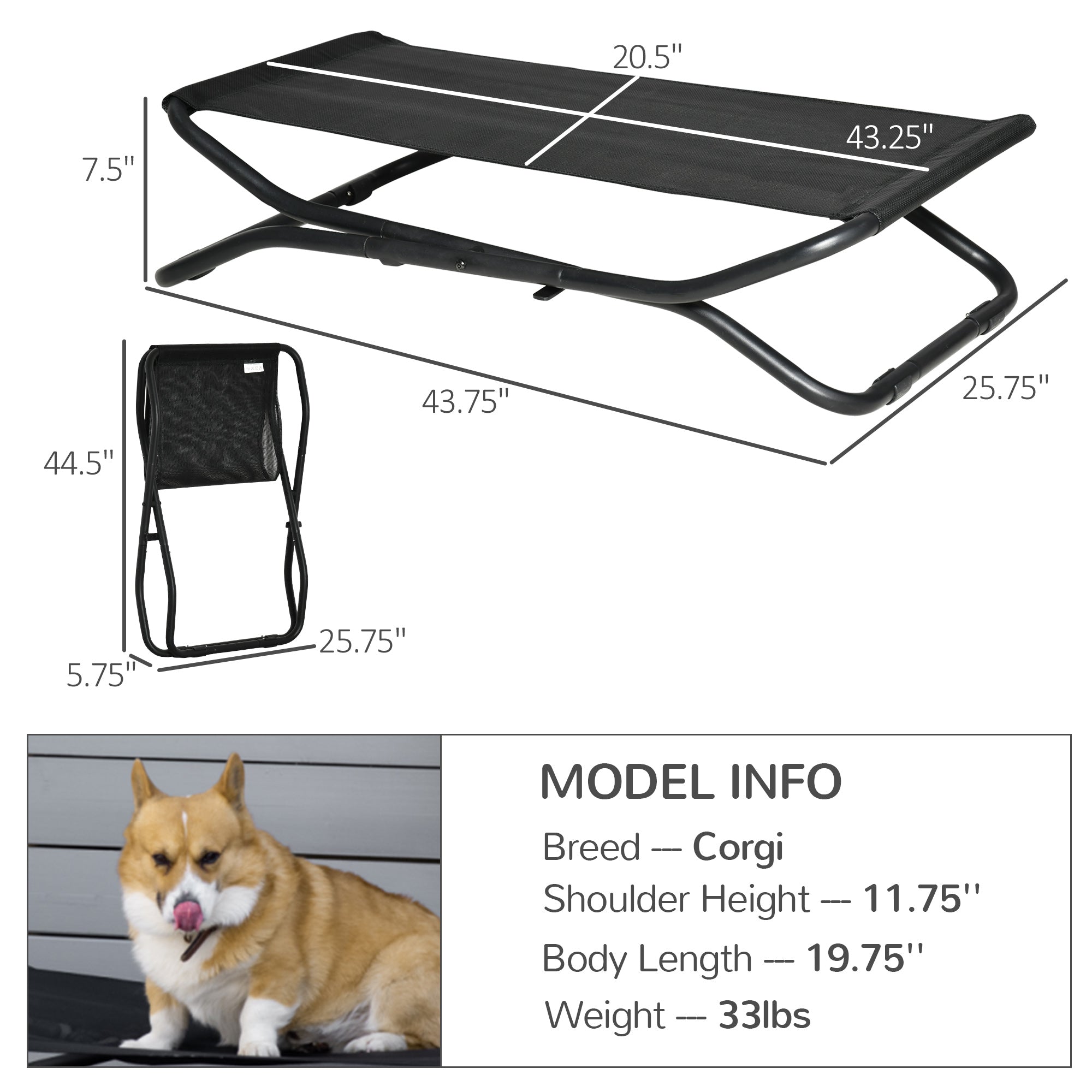 Elevated Dog Bed with Breathable Foldable Pet Cot with Heavy Duty Frame