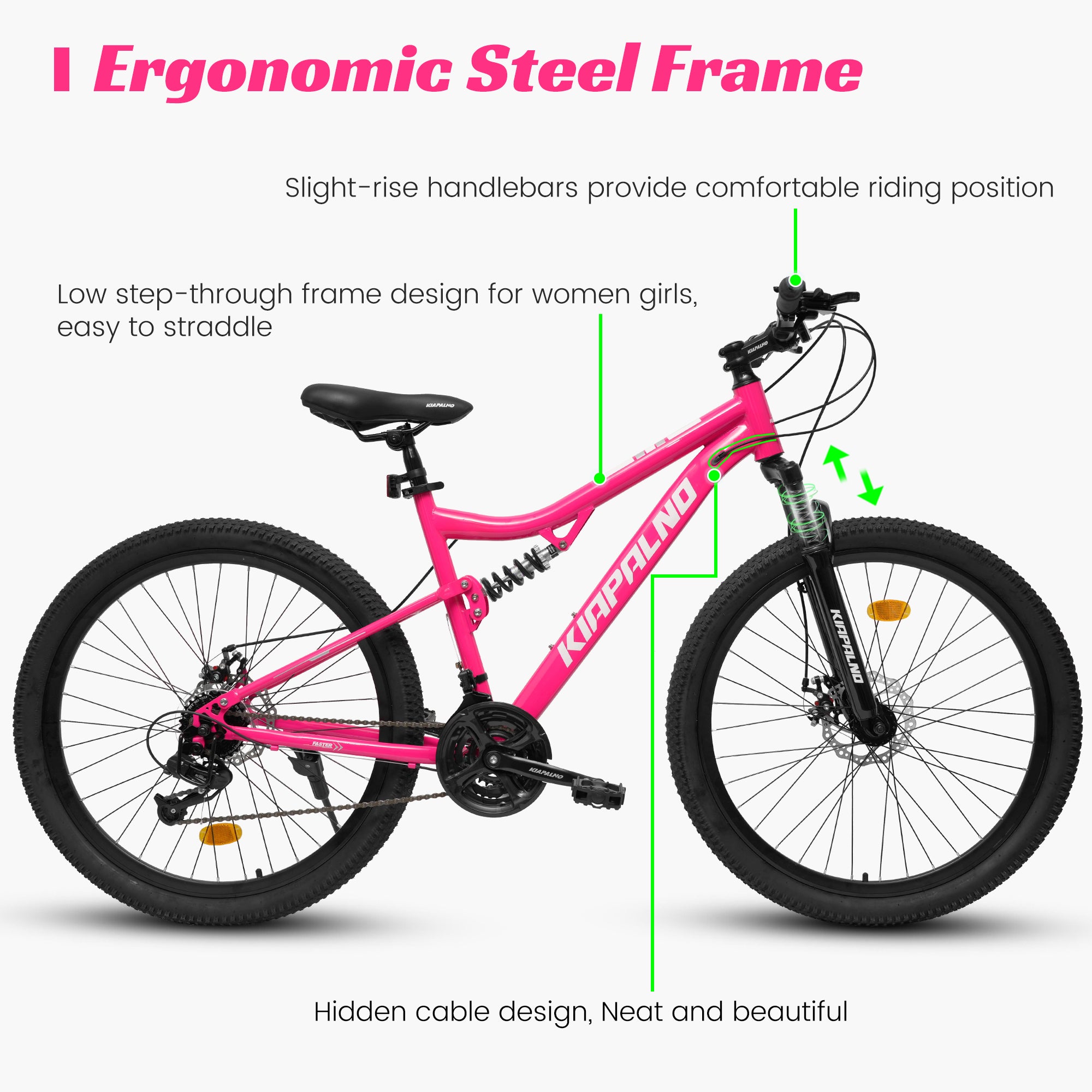 A26304 26 Inch All-Terrain Mountain Bike With Disc Brakes 21-Speed Drivetrain & Durable Carbon Steel Frame Ideal For Men And Women, Perfect For Trail Riding And Touring
