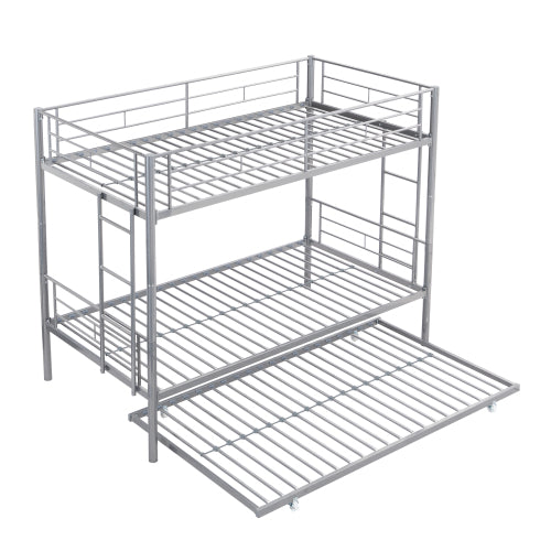 METAL BUNK BED WITH TRUNDLE SILVER