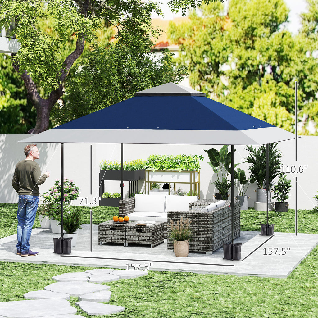 13' x 13' Pop Up Canopy Tent, UPF50+ Tents for Parties, Height Adjustable, with Wheeled Carry Bag and 4 Sand Bags, Navy