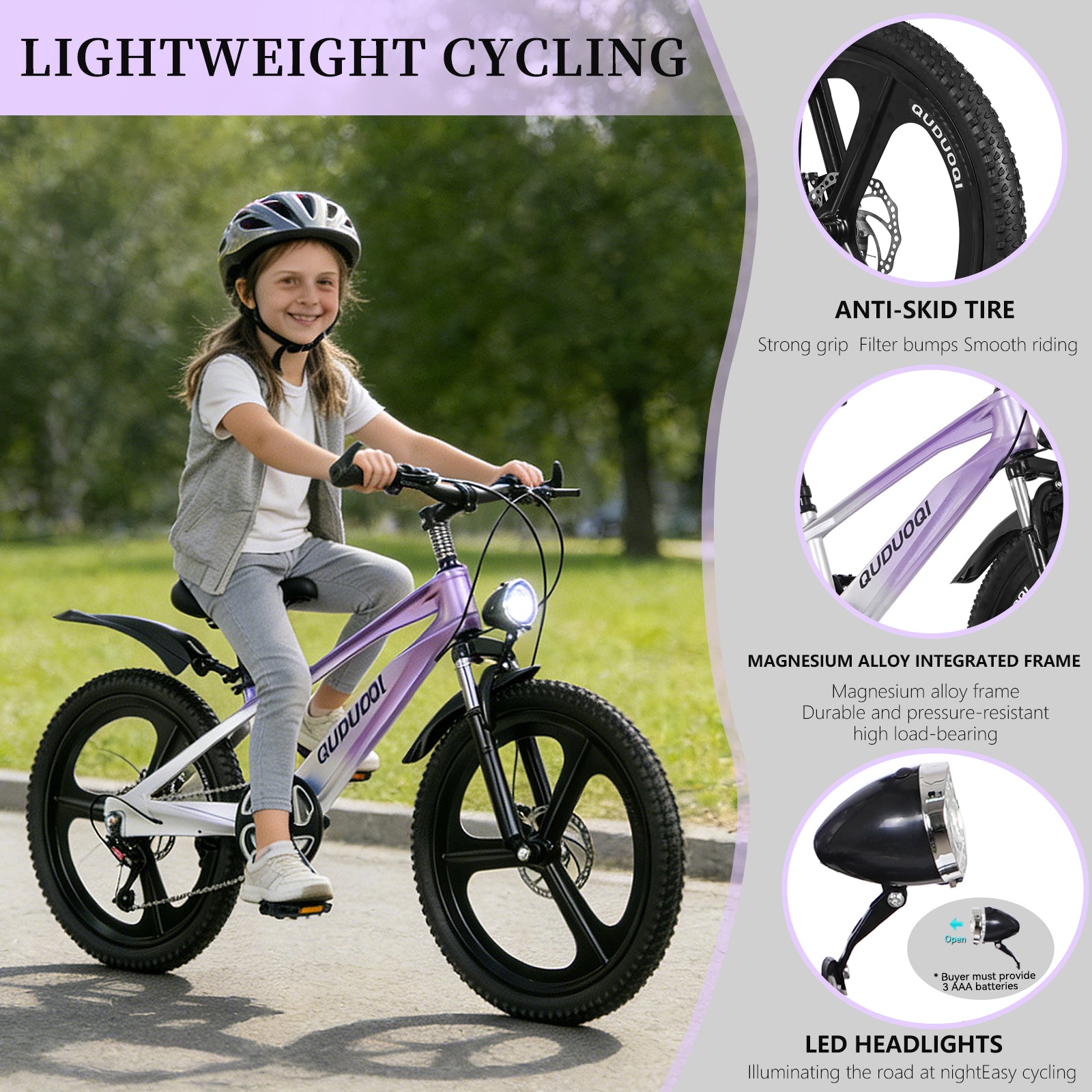 FKZNPJ 20 Inch Kids Mountain Bike, 7-Speed Youth Bicycle With Magnesium Alloy Frame & One-Piece Wheels, Lightweight Kids Bike For Boys And Girls Ages 8-12