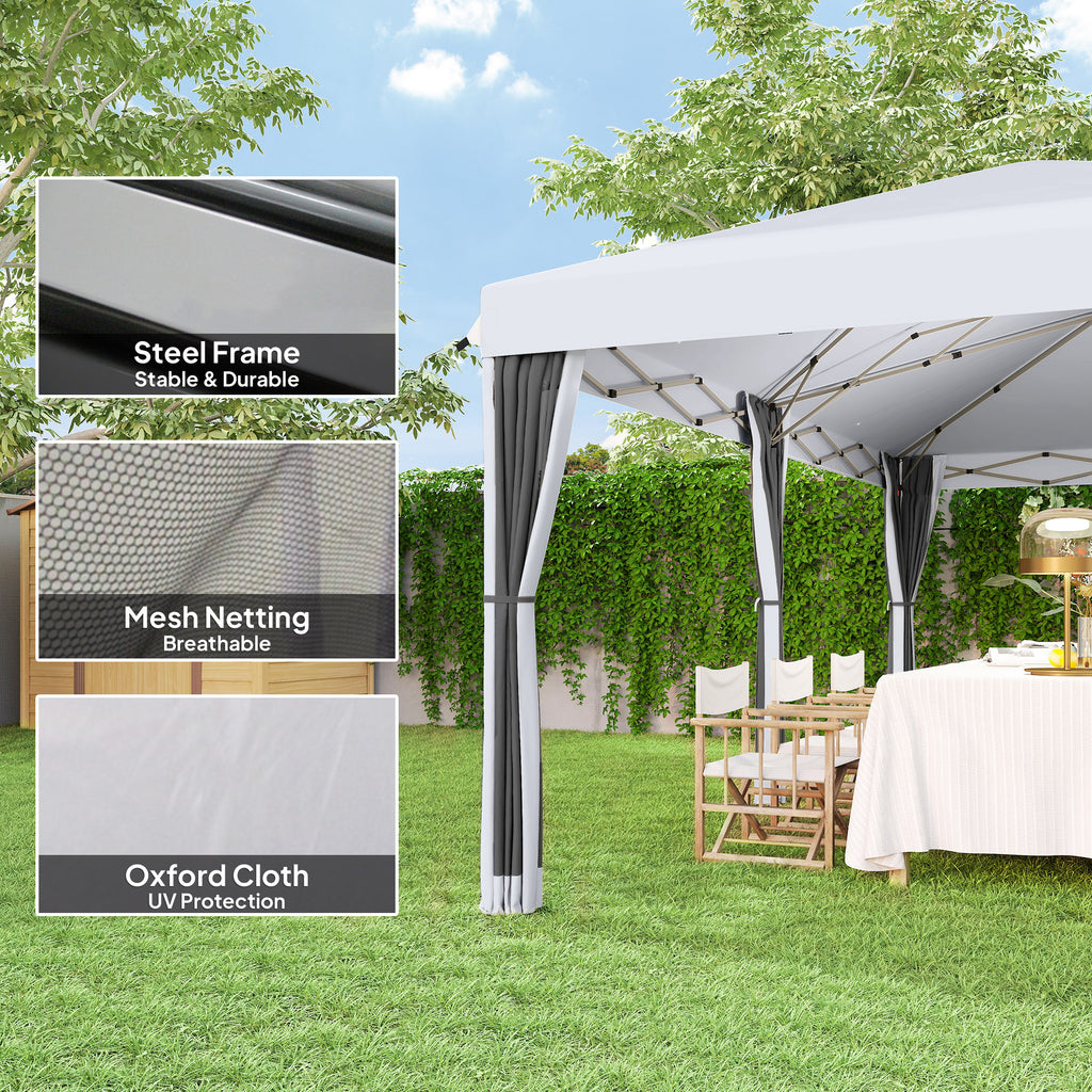 10' x 20' Pop Up Canopy Tent with Netting, Heavy Duty Instant Sun Shelter, Large Tents for Parties with Carry Bag for Outdoor, Garden, Patio, Cream White