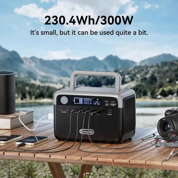 Flashfish 230.4Wh LiFePO4 300W (Peak 600W) Solar Generator AC Outlets Portable Power Station,Power Bank, Battery Backup For Hurricane Emergency/Outdoor Camping/RVs/Home Use