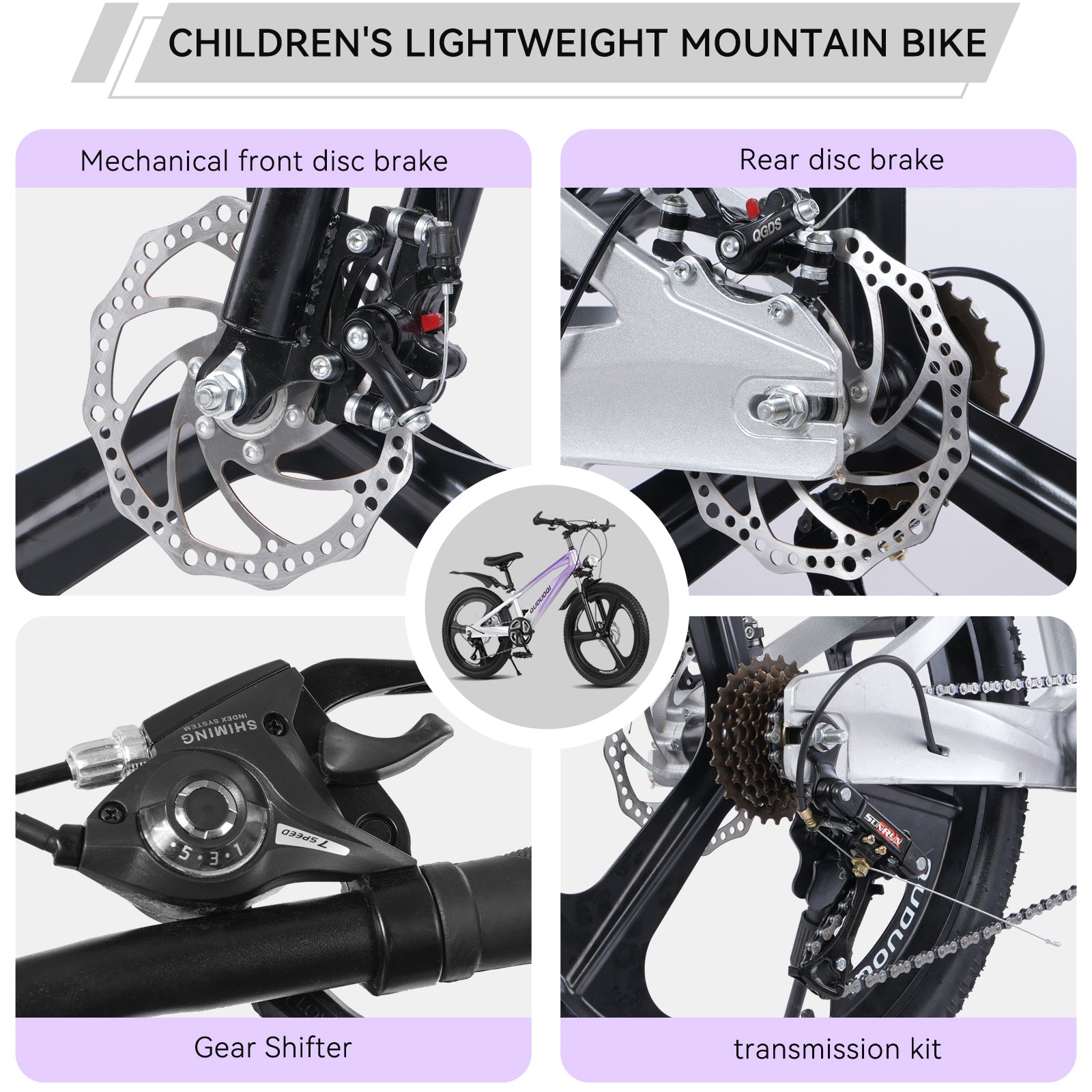 FKZNPJ 20 Inch Kids Mountain Bike, 7-Speed Youth Bicycle With Magnesium Alloy Frame & One-Piece Wheels, Lightweight Kids Bike For Boys And Girls Ages 8-12