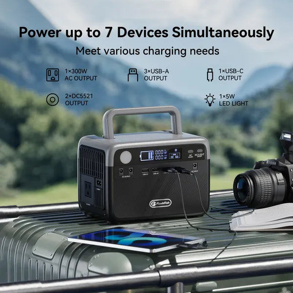 Flashfish 230.4Wh LiFePO4 300W (Peak 600W) Solar Generator AC Outlets Portable Power Station,Power Bank, Battery Backup For Hurricane Emergency/Outdoor Camping/RVs/Home Use