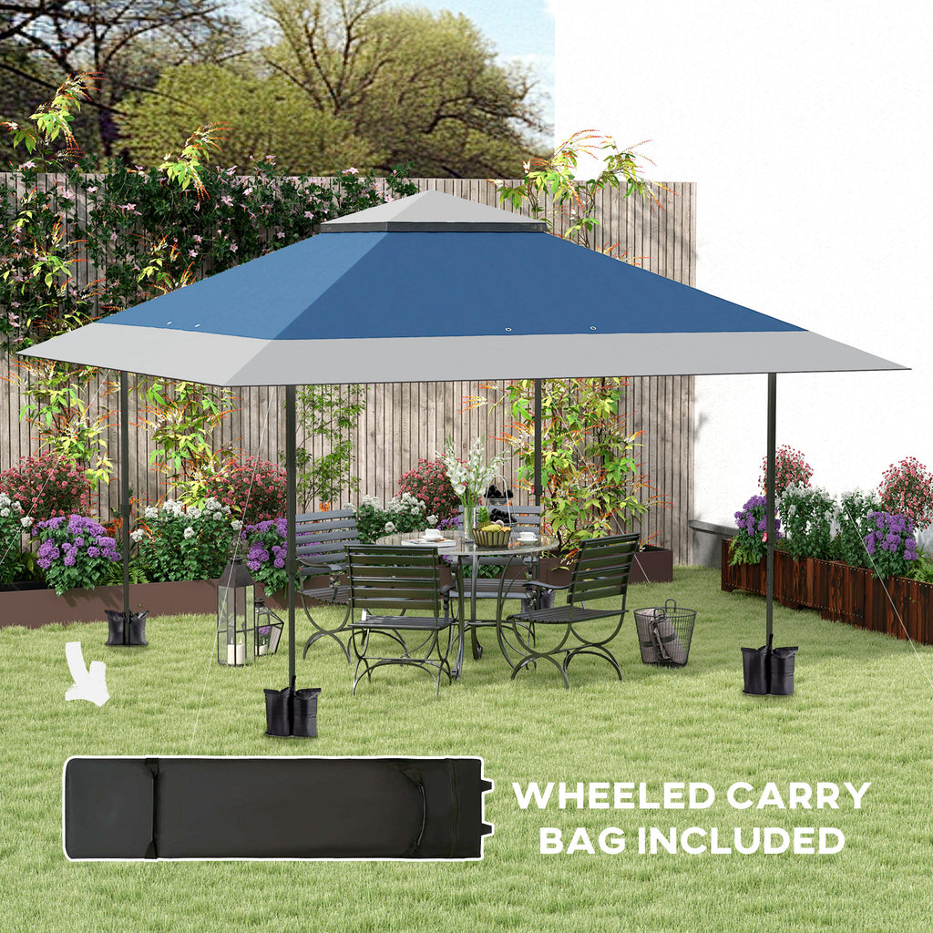 13' x 13' Pop Up Canopy Tent, UPF50+ Tents for Parties, Height Adjustable, with Wheeled Carry Bag and 4 Sand Bags, Navy