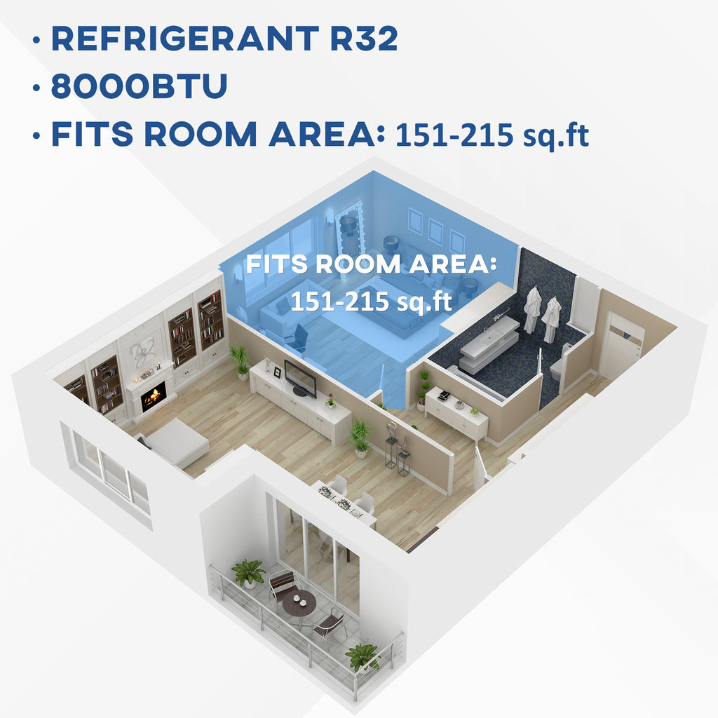 8000 BTU Smart WiFi Enabled Portable Air Conditioner for Rooms Up to 215 Sq. Ft.