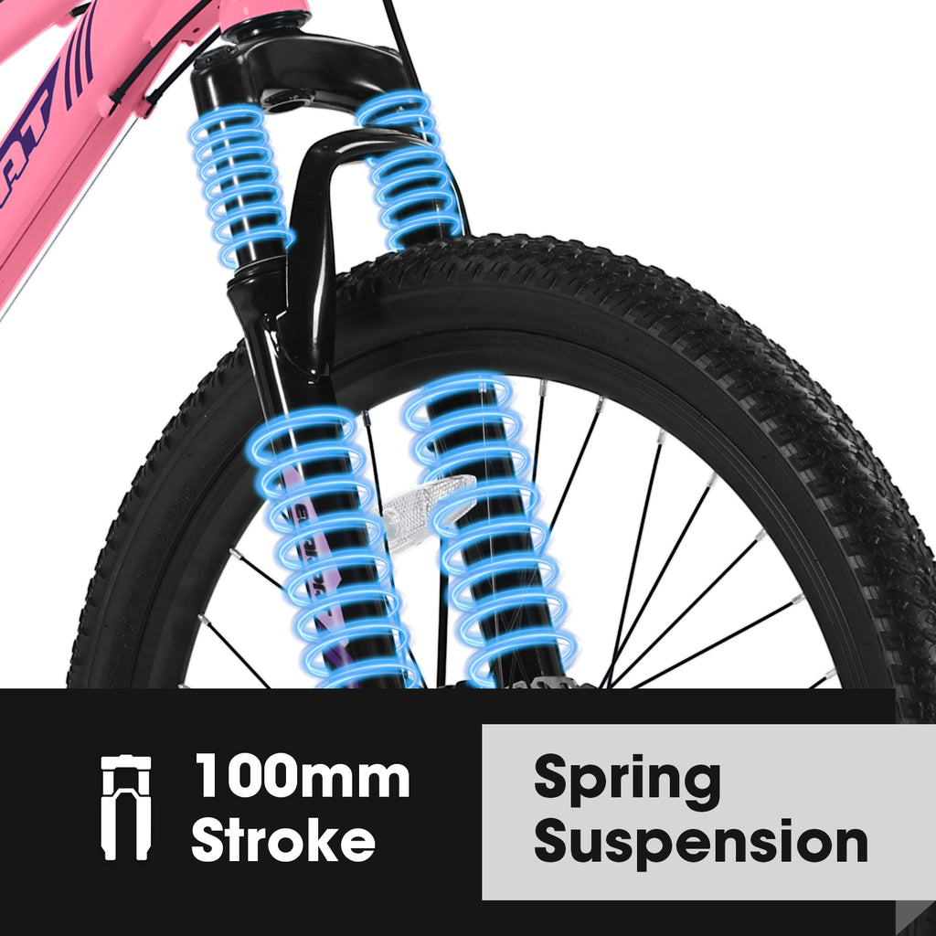 S26103 26 Inch Mountain Bike For Teenagers Girls Women, Shimano 21 Speeds With Dual Disc Brakes And 100mm Front Suspension