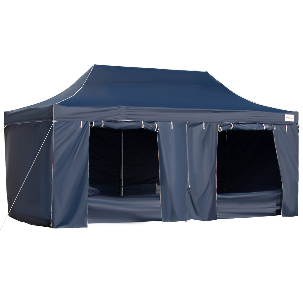 10' x 20' Pop Up Canopy Tent with Sidewalls & Doors, Instant Tents for Parties with Wheeled Carry Bag, Height Adjustable, for Outdoor, Garden, Patio, Blue