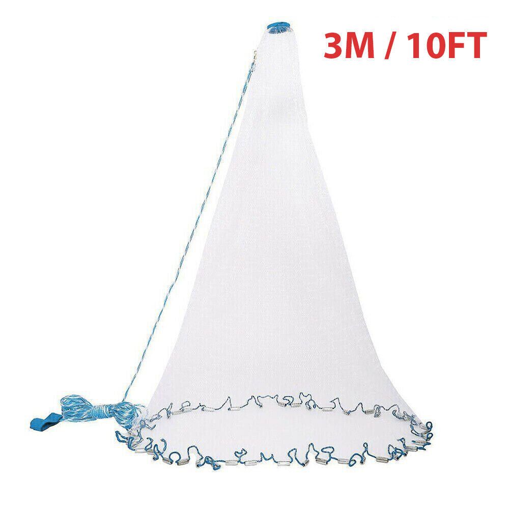 Fishing Cast Net Bait Easy Throw Hand Cast Strong Nylon Mesh USA