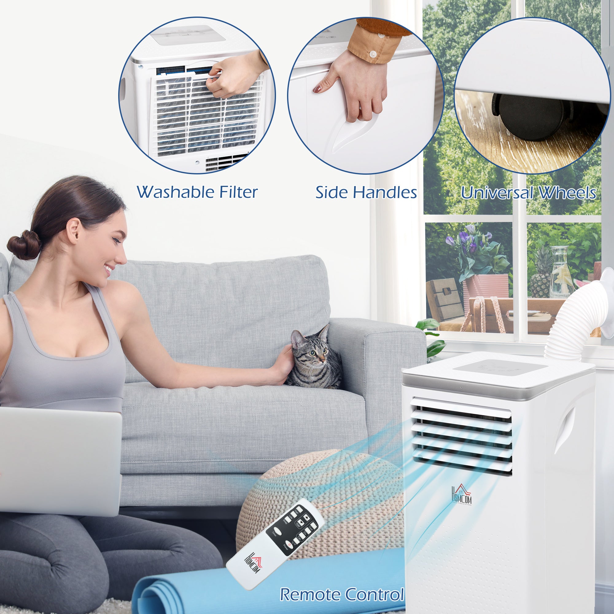 Portable Air Conditioner 7000BTU Remote Fan Modes 24 Hour Timer Auto Off