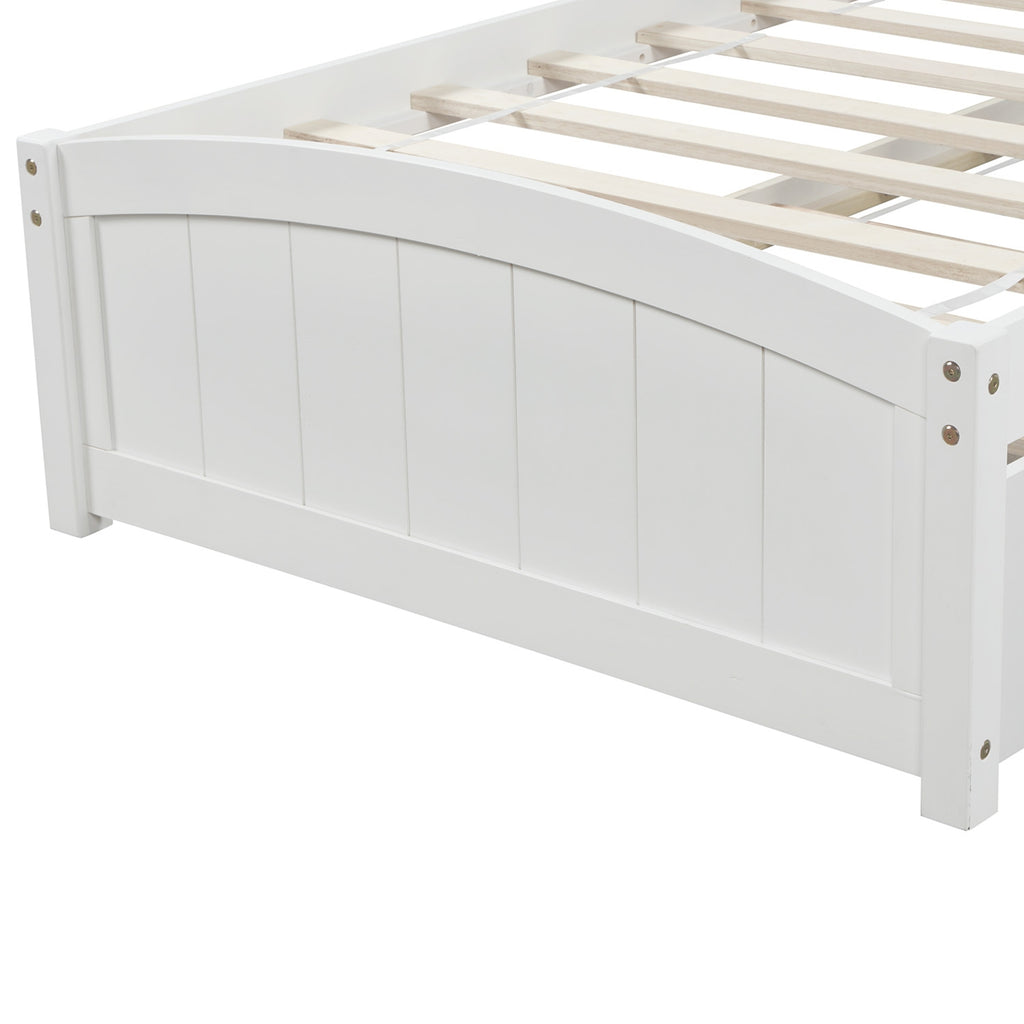 Twin Size Platform Bed With Two Drawers, White
