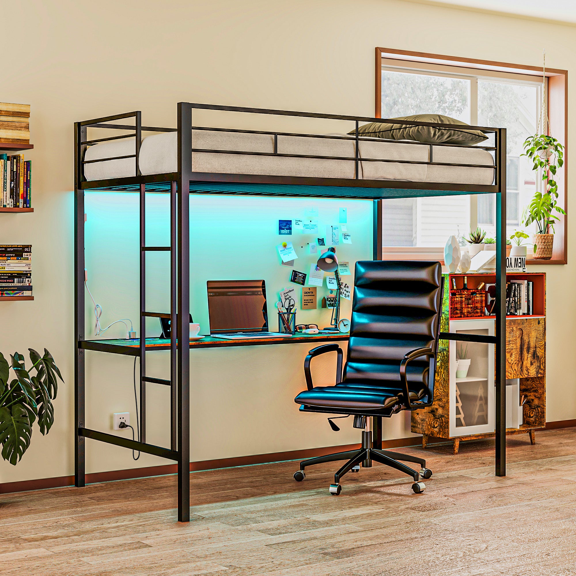 Twin Size Loft Bed with Desk