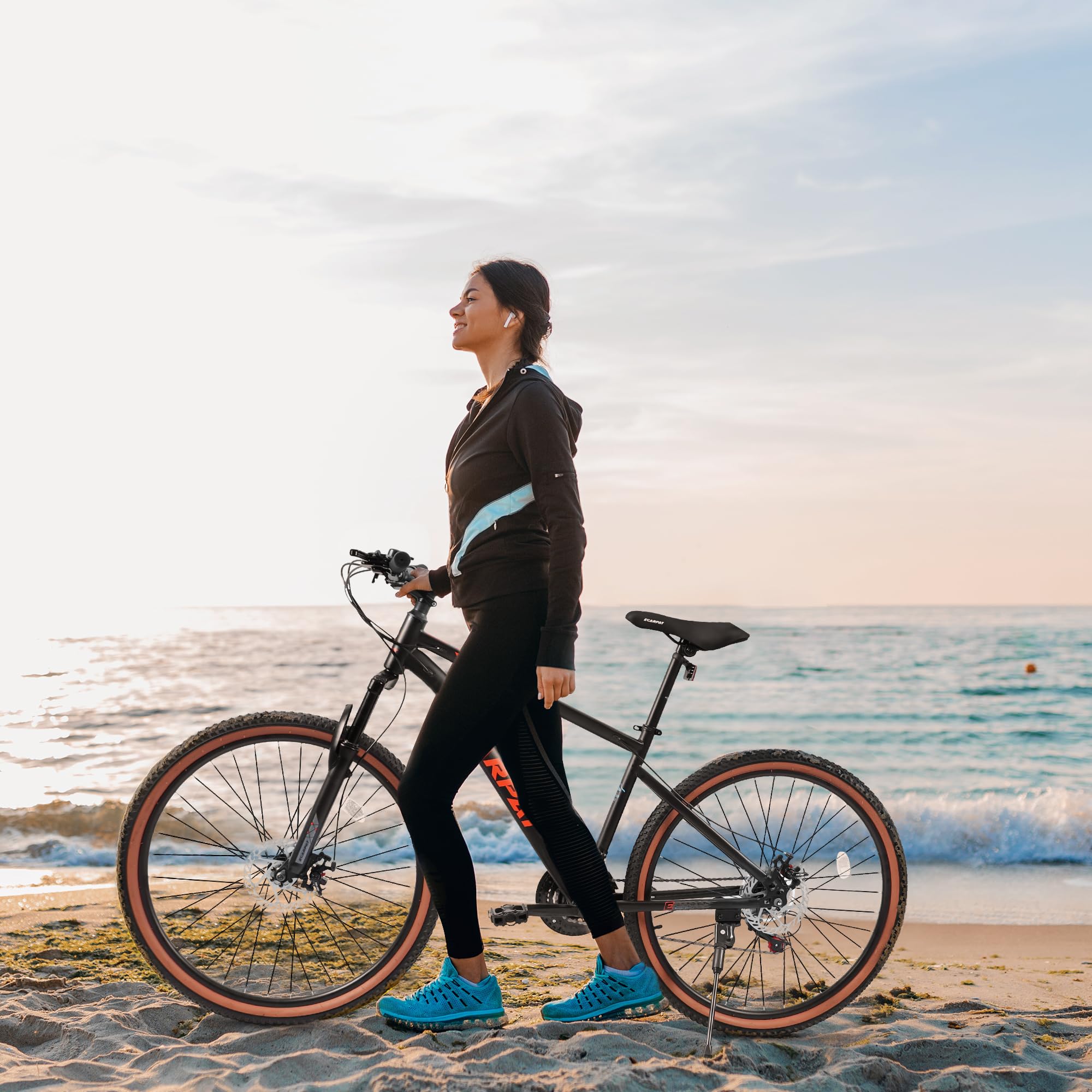 A27301 27.5 Inch Mountain Bike For Adults, Durable High Carbon Steel Frame, Disc Brakes, Stylish Brown Edge Tires, Ideal For Commuting And Outdoor Exploration