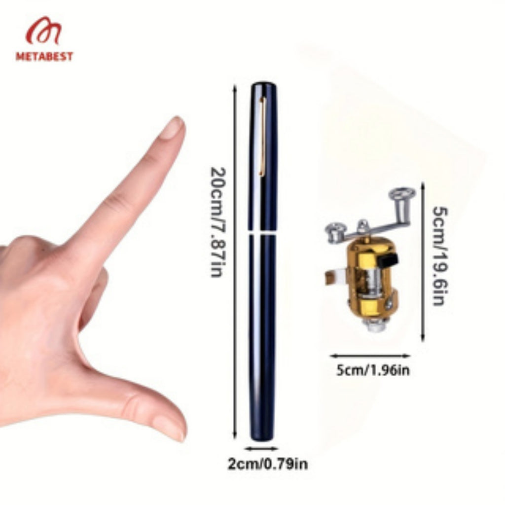 METABEST Premium Aluminum Alloy Pocket-Sized Pen Style Fishing Rod - Compact, Portable, And Ultra-Lightweight For Ice Raft, Bridge, And Travel Fishing - Perfect Gift For Fishing Enthusiasts And Beginn