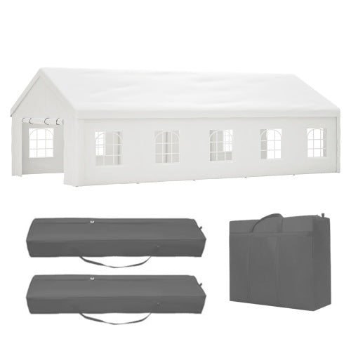 16x32FT Party Tent Heavy Duty, Large Wedding Event Shelters With 3 Storage Bags & Removable Sidewalls, Outdoor Canopy Gazebo Commercial Tents For Parties Carport Camping Garden Patio