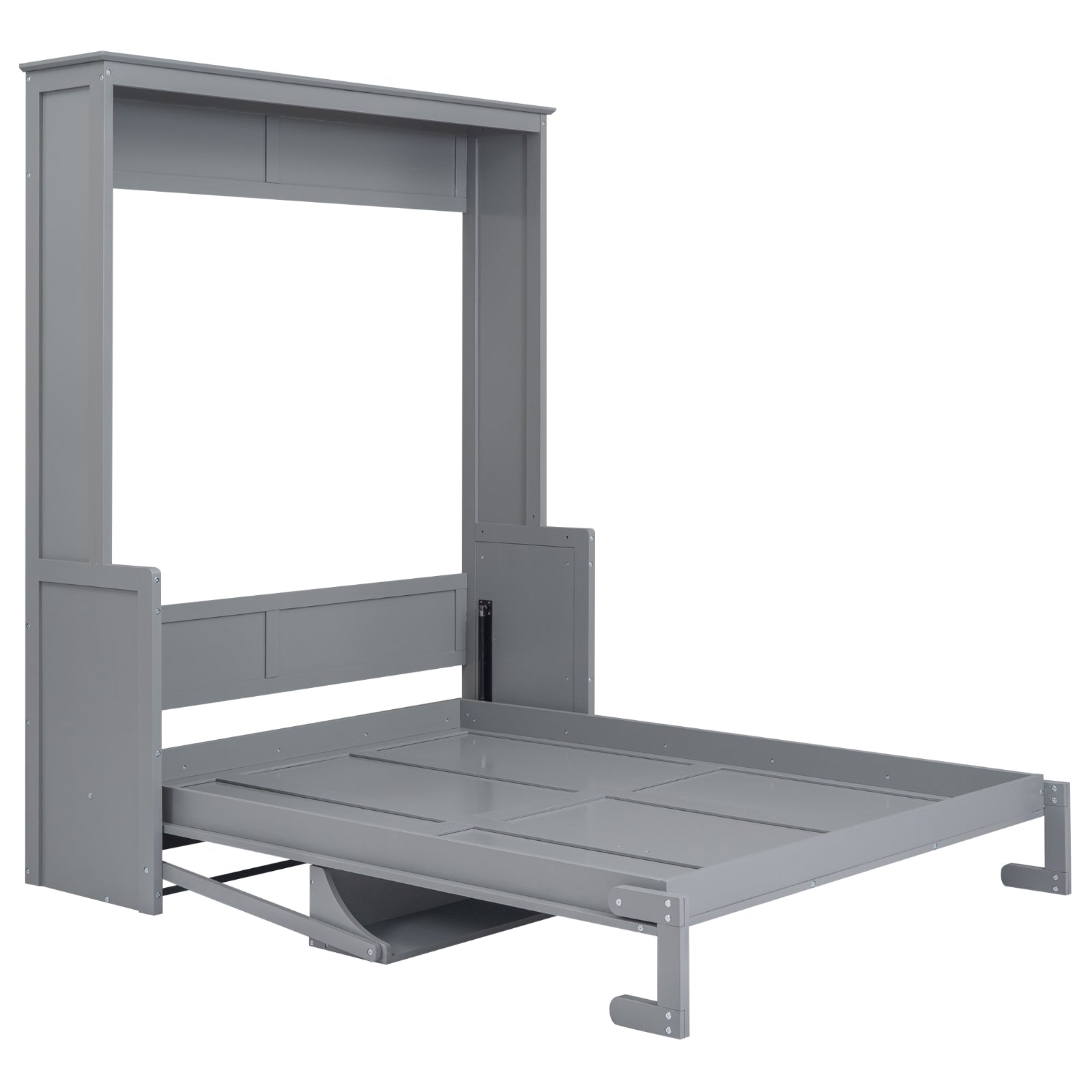 Queen Size Murphy Bed With A Shelf, Gray