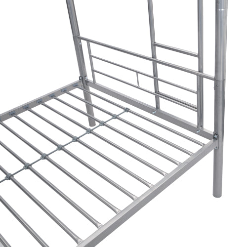 METAL BUNK BED WITH TRUNDLE SILVER