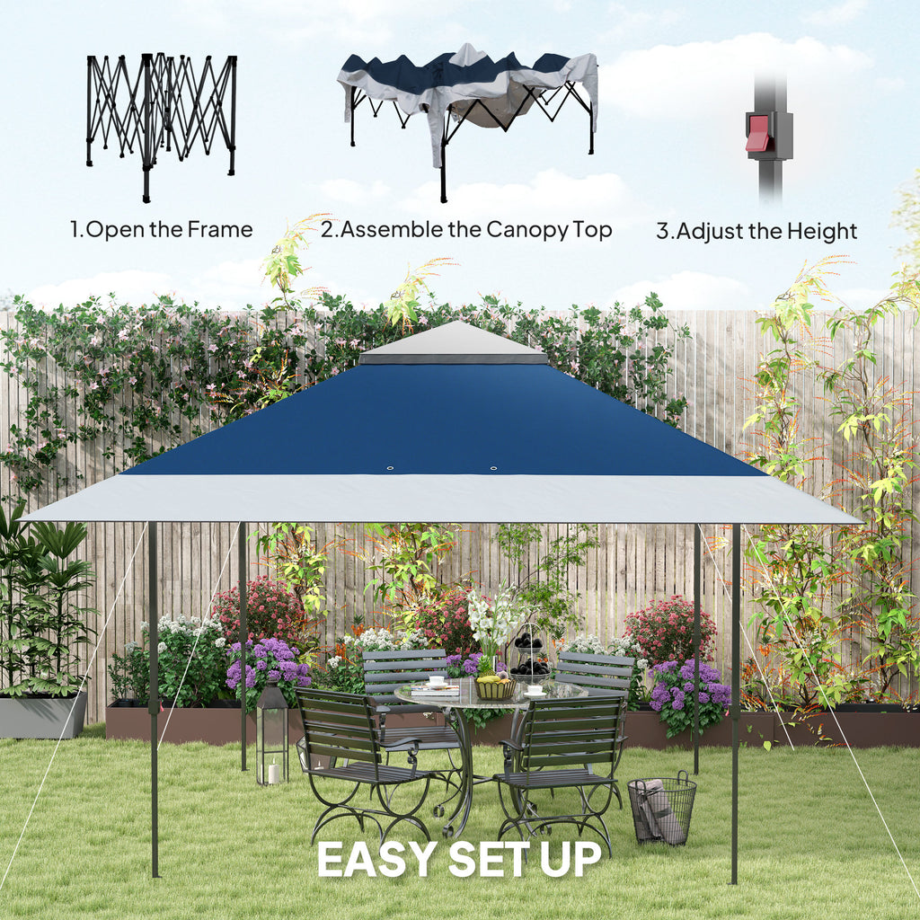 13' x 13' Pop Up Canopy Tent, UPF50+ Tents for Parties, Height Adjustable, with Wheeled Carry Bag and 4 Sand Bags, Navy