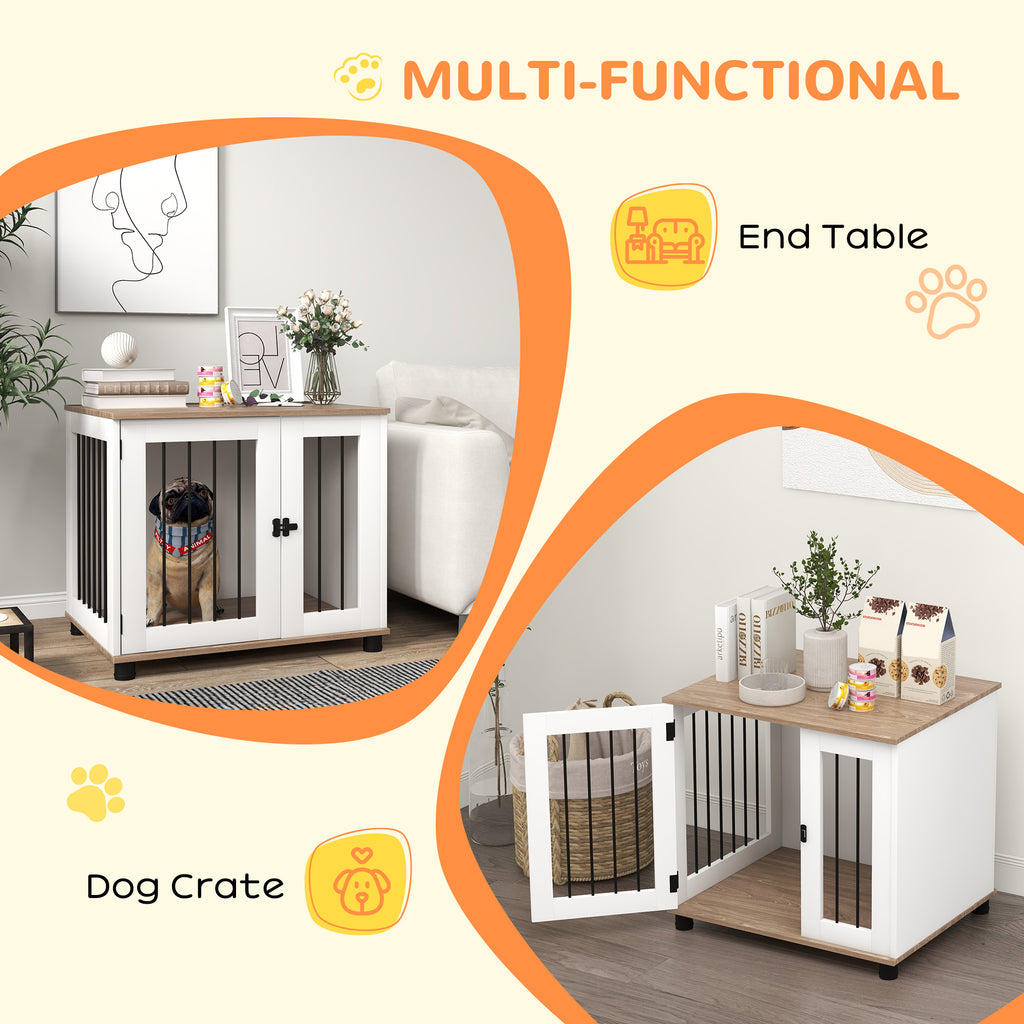 Dog Kennel Furniture Side End Table Indoor with Lockable Door