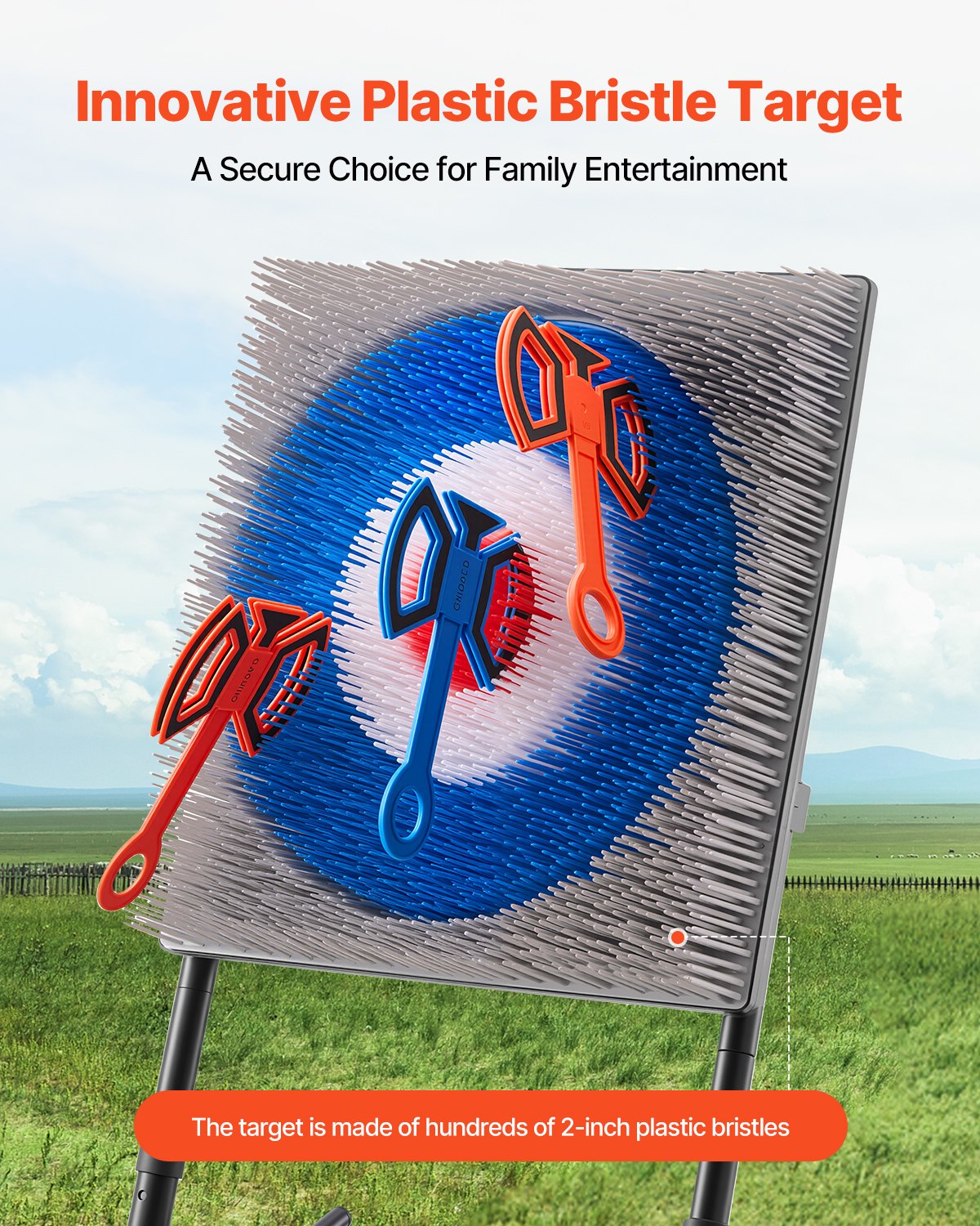 Axe Throwing Game, Plastic Bristle Target With 8 Throwing Axes Set, Foldable Steel Frame, Easy To Store, Stable Placement For Indoor And Outdoor, Backyard, Yard And Carnival Games, Adults Kids