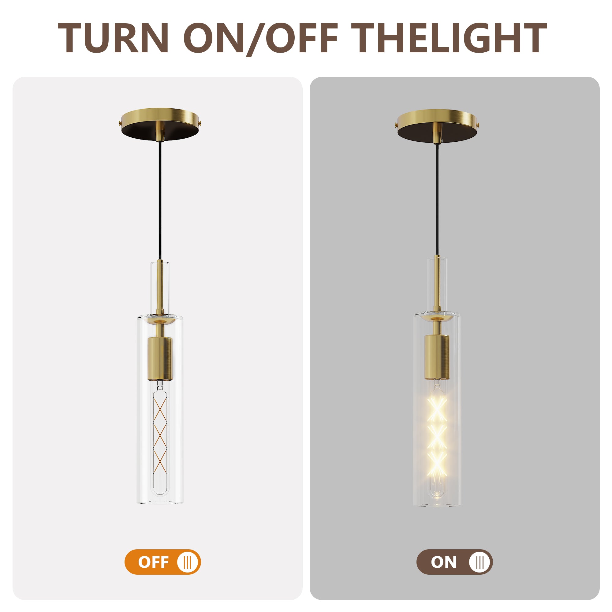 Gold Pendant Light Fixtures, 3 Pack Modern Pendant Lighting With Clear Striped Glass Shade, Hanging Pendant Lights Kitchen Island, Farmhouse Pendant Lighting For Dining Room Bedroom Bathroom