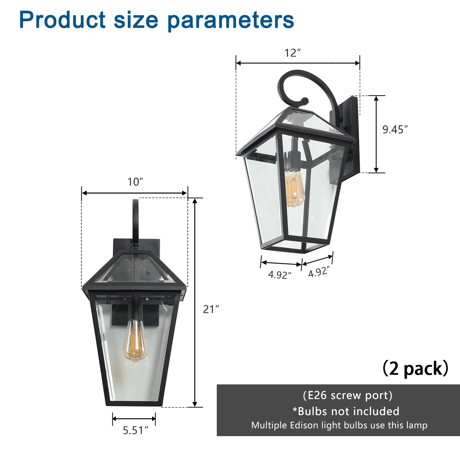 Modern Outdoor Waterproof Wall Lamp 2pack