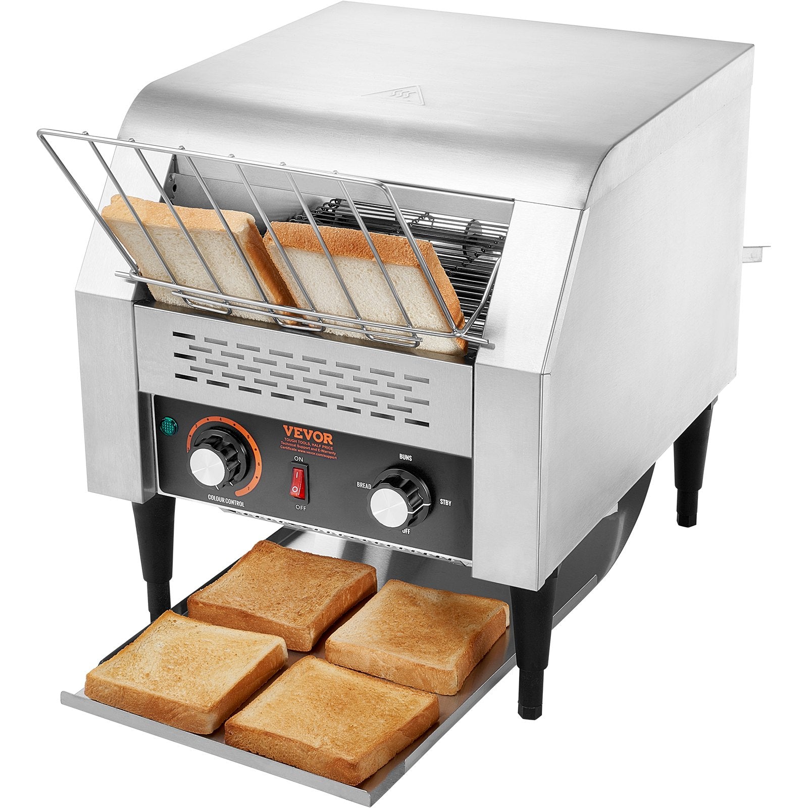 Commercial Conveyor Toaster, 300 Slices/Hour Conveyor Belt Toaster, Heavy Duty Stainless Steel Commercial Toaster Oven, Electric  Restaurant Commercial Toaster For Toast Bun, Bagel, Bread